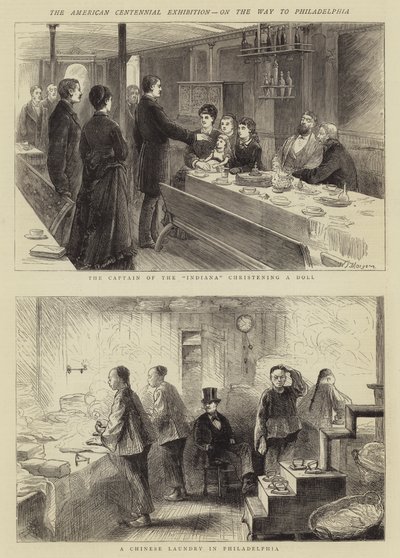 フィラデルフィアへ向かう途中のアメリカ百周年記念展 作： Walter Jenks Morgan
